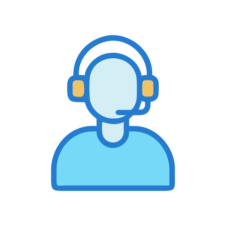 Illustration of customer service representative with headset on black backgroundのイラスト素材