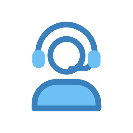 Iconic customer service representative wearing headset, isolated on blackのイラスト素材