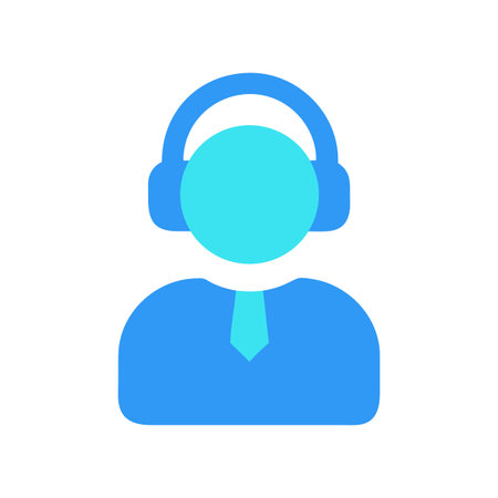 Flat design customer service representative icon on black backgroundのイラスト素材