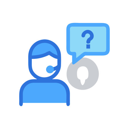 Blue helpdesk icon with question mark and userのイラスト素材