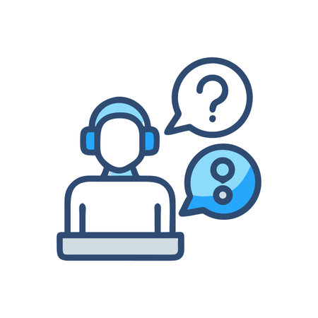 Customer support icon with questions and answers concept flatのイラスト素材