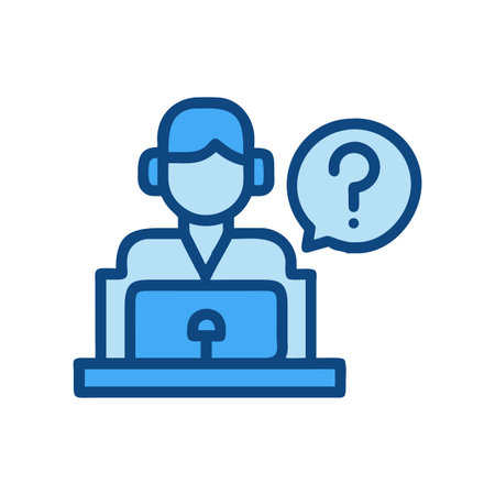 Customer service agent with headset answering questions onlineのイラスト素材