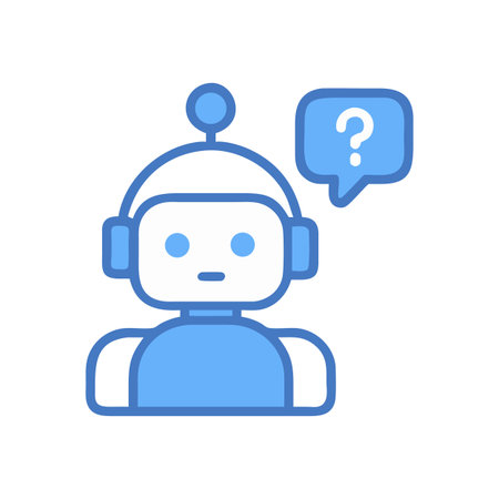 Robot with Question Mark on Black Background Illustrationのイラスト素材