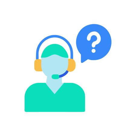 Customer Support Representative with Question Mark Icon Illustrationのイラスト素材