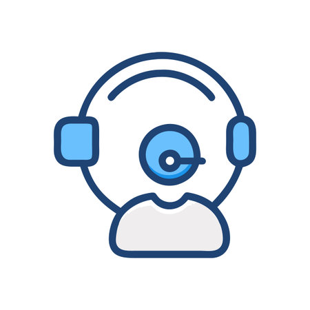 Stylized customer service representative icon with headset and microphoneのイラスト素材