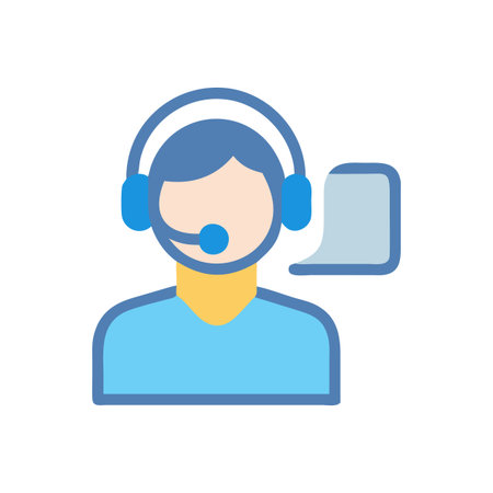 Customer service representative illustration with speech bubble on blackのイラスト素材