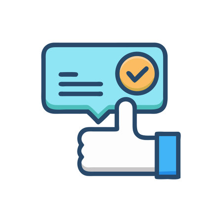 Thumbs up icon with confirmation notification, isolated on blackのイラスト素材