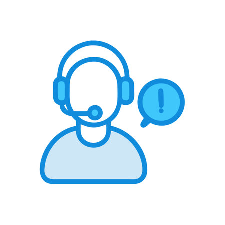 Alert customer service operator with headset icon on blackのイラスト素材