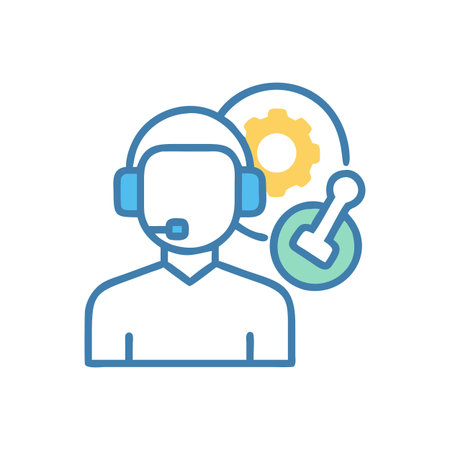 Customer service representative providing technical support assistance icon graphicのイラスト素材