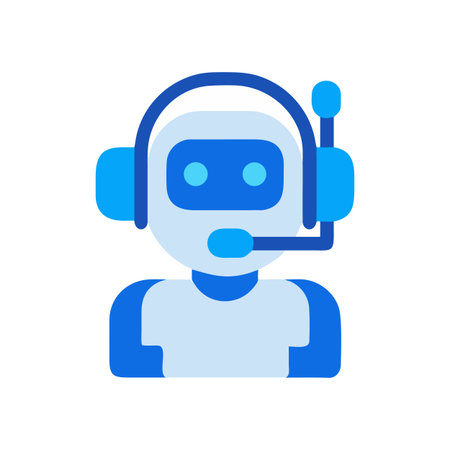Minimalist Blue and White Chatbot Illustration on Black Backgroundのイラスト素材