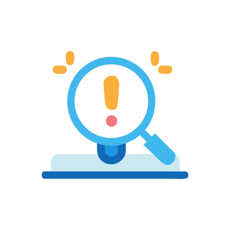 Magnifying glass focusing on important exclamation point in flat designのイラスト素材