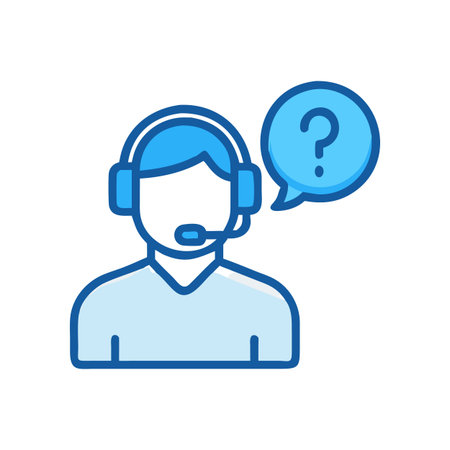 Customer service agent with question mark icon illustrationのイラスト素材