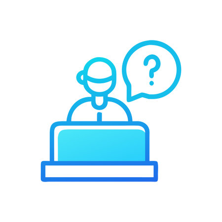 Customer service agent with question mark on black backgroundのイラスト素材