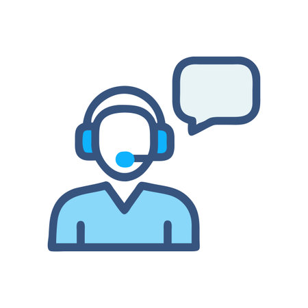 Simple Icon Customer Service Representative with Speech Bubbleのイラスト素材