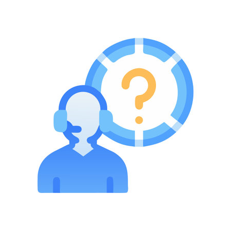 Customer service representative with question mark symbol illustrationのイラスト素材