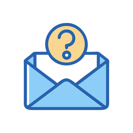 Email questions concept illustration with blue envelope and question markのイラスト素材