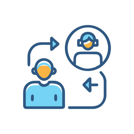 User interaction icon illustrating communication and connection feedback loopのイラスト素材