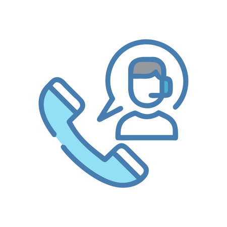 Customer service hotline icon in blue with speech bubbleのイラスト素材