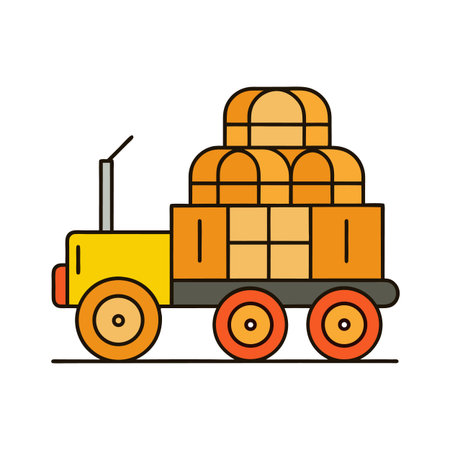 Cartoon truck carrying cargo against white backdrop illustrationのイラスト素材