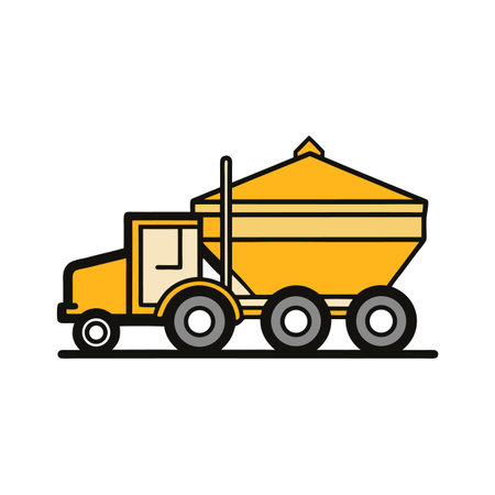Stylized flat illustration of a yellow cement truckのイラスト素材