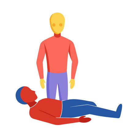CPR training with lay person mannequin showing chest compressions first aid stepsのイラスト素材