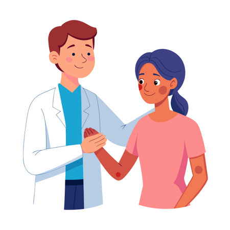 Doctor Examining Patient with Hand Injury in Flat Vector Illustrationのイラスト素材
