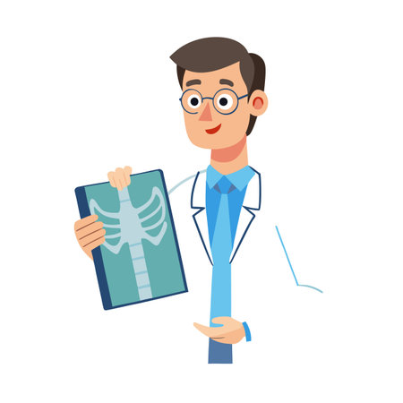 Doctor holding X-ray flat vector illustration on white background for medical purposesのイラスト素材