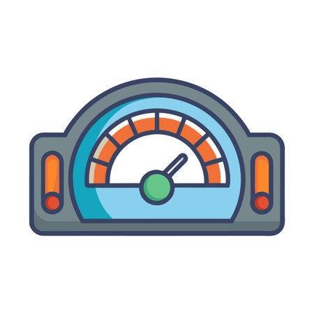 Stylized speed indicator graphic with needle at low range for dashboard displayのイラスト素材