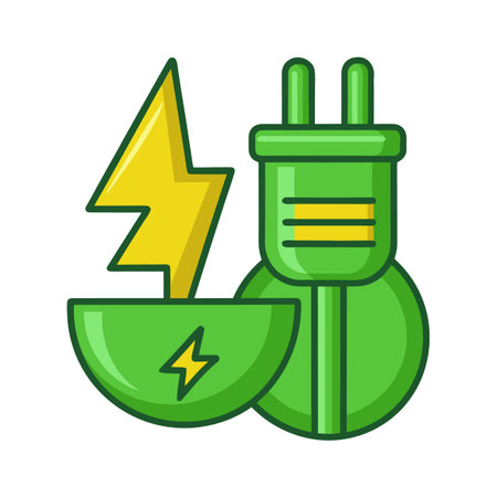 Green energy solutions graphic featuring plug and lightning bolt for sustainability conceptのイラスト素材