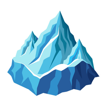 Stylized mountain range illustration featuring sharp peaks and contrasting shades of blueのイラスト素材