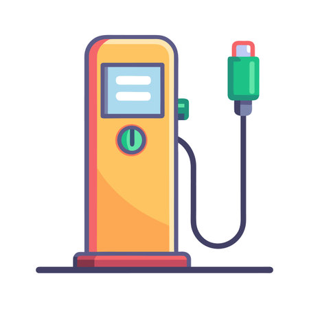 Gas station pump illustration with flat design and bold color palette isolatedのイラスト素材