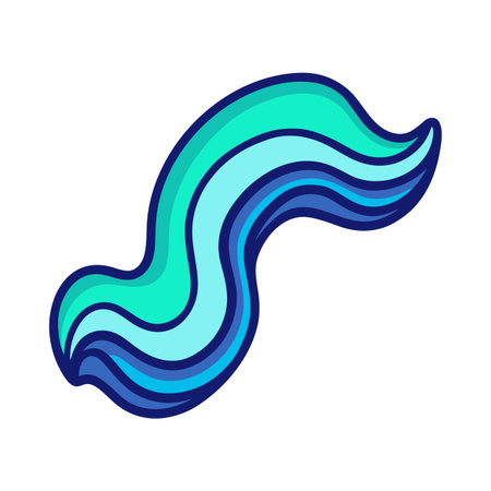 Abstract flowing turquoise vector shape with dark outline on white backgroundのイラスト素材
