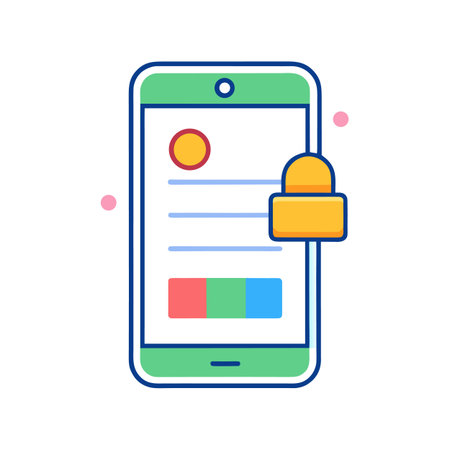 Secure mobile app concept featuring a smartphone with a padlock symbol overlayのイラスト素材