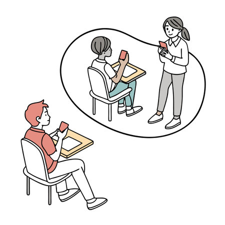 Student Thinking about Communication, Present and Future Communication Skills Illustrationのイラスト素材