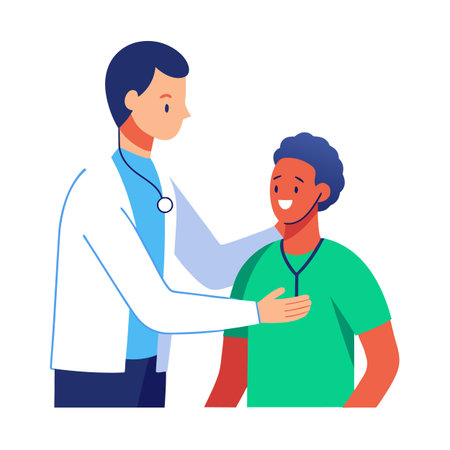 Doctor examining a patient with a stethoscope during a medical checkup illustrationのイラスト素材