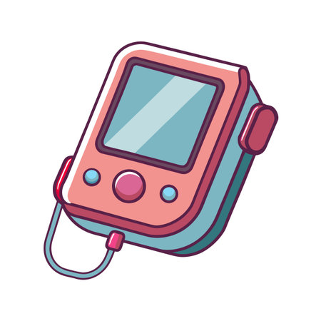 Stylized retro media player with a screen, buttons, and headphone jackのイラスト素材