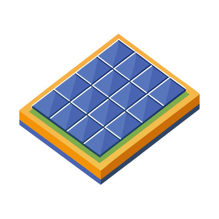 Isometric solar panel array depicting renewable energy and sustainable technologyのイラスト素材