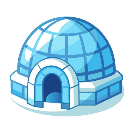 Cartoon Igloo Illustration: A Cold Weather Shelter Icon on White Backgroundのイラスト素材