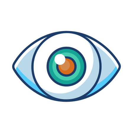 Stylized Eye Illustration with Circular Iris and Sclera in Flat Designのイラスト素材