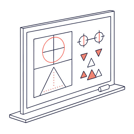 Geometric Shapes and Diagrams Displayed on a Classroom Chalkboard with Chalkのイラスト素材