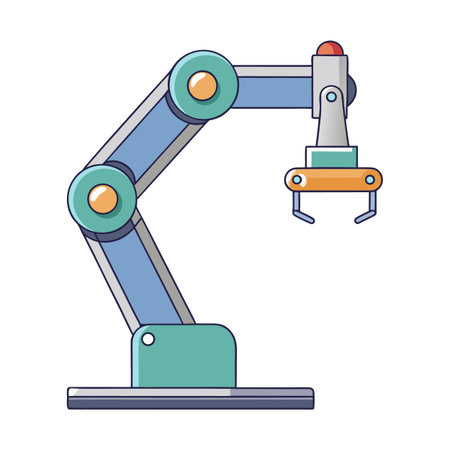 Cartoon style robotic arm for manufacturing automation or technology concept isolatedのイラスト素材