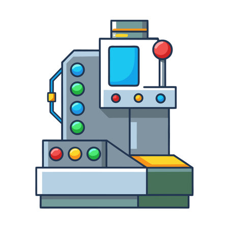 Cartoon style machine tool with lights and levers on a white backgroundのイラスト素材