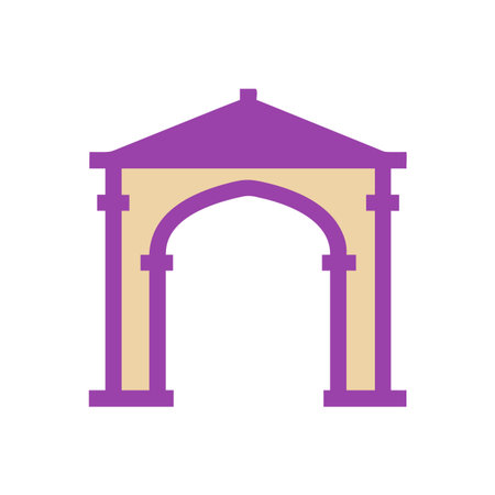 Minimalist Purple Archway Against a Black Background Designのイラスト素材