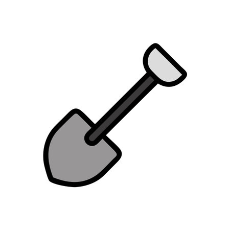 Grey shovel icon on black background, vector illustrationのイラスト素材