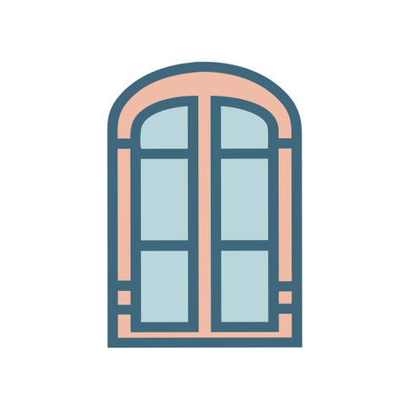 Arch Window Illustration with Peach and Blue Accentsのイラスト素材