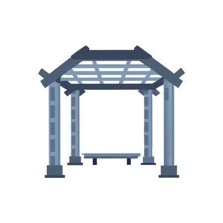 Simple Blue Gazebo with Bench on Black Backgroundのイラスト素材
