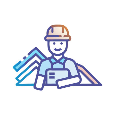 Construction Worker Cartoon Illustration with Black Backgroundのイラスト素材