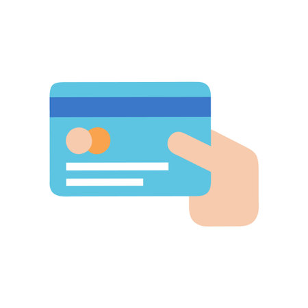Minimalist vector image of hand holding a credit cardのイラスト素材