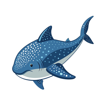 Whale shark illustration with blue and white spots on a white backgroundのイラスト素材