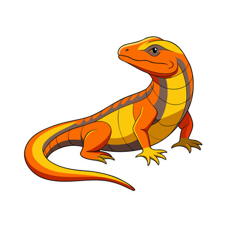 Cartoon illustration of a vibrant orange and yellow salamander on white backgroundのイラスト素材